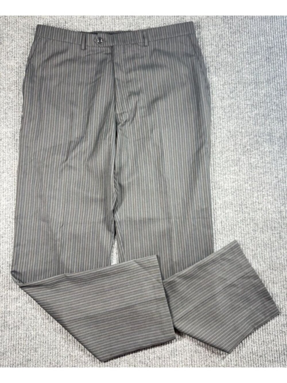 Haggar Dress Pants 38x34 Gray Suit Up System Franklin Pin Stripe Trouser NEW